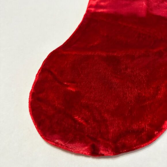 Mark Roberts Red Beaded Christmas Rayon Silk Polyester Stocking - Picture 12 of 15